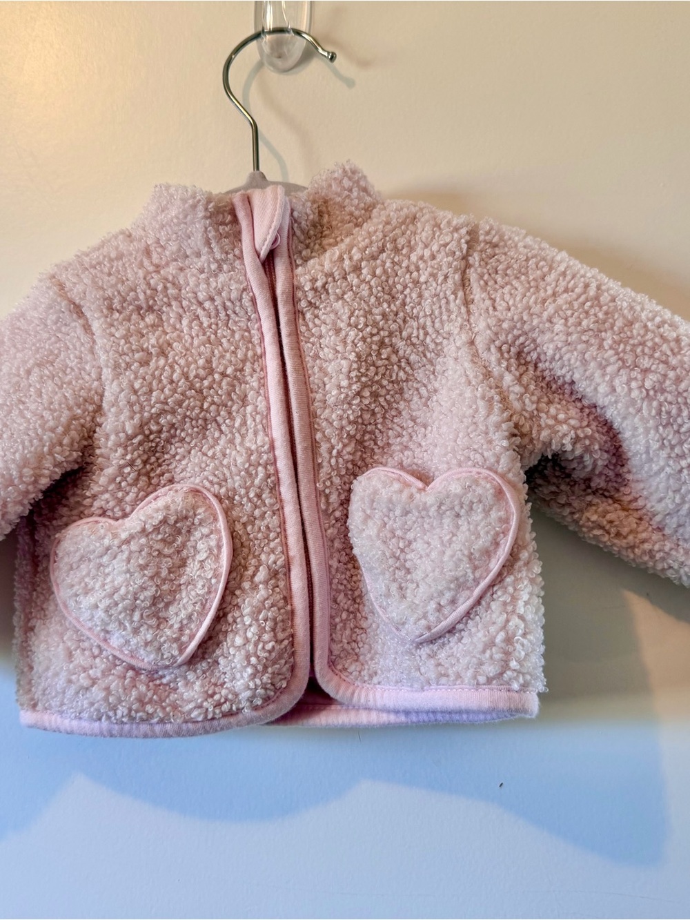 cloud island Light Pink Sherpa Newborn Jacket